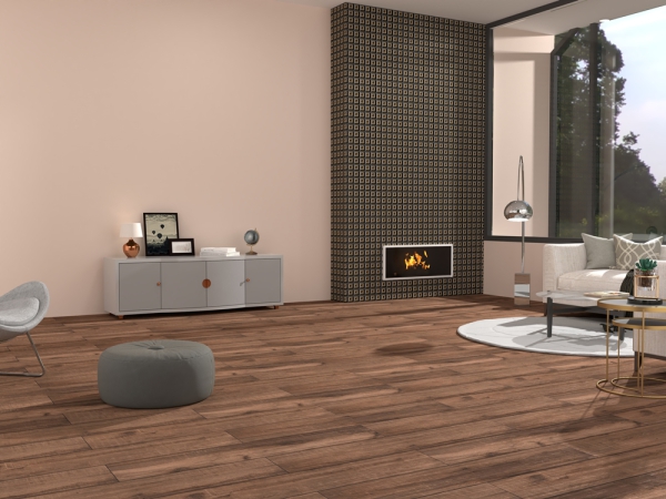 Glazed Porcelain Tiles Wood Look Liner Brown