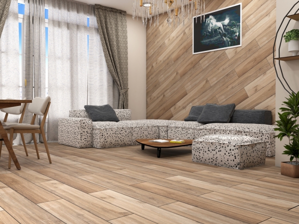 Glazed Porcelain Tiles Wood Look Sahara Light Gret+black