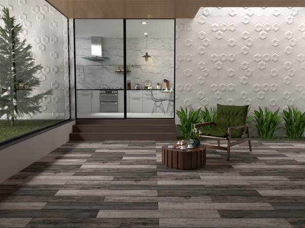 Glazed Porcelain Tiles Wood Look Sanday White