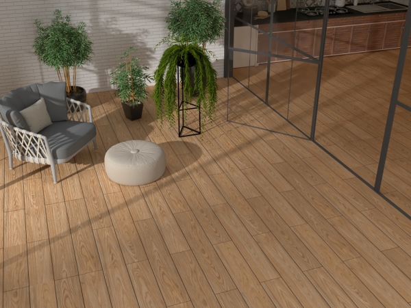 Glazed Porcelain Tiles Wood Look Strip Beige