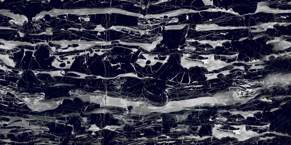 Glazed Porcelain Tiles Marble Look Black Honed 