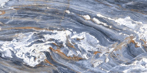 Glazed Porcelain Tiles Marble Look Ocean Blue